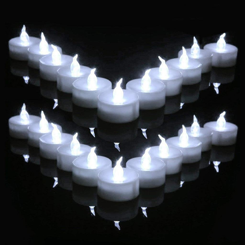 Led Tealights,24 Pack Flameless Candles Lights Realistic Flickering Battery Operated Led Tea Lights Candles for Christmas,Wedding, Birthday, Halloween Gifts Home Decoration in Cool White
