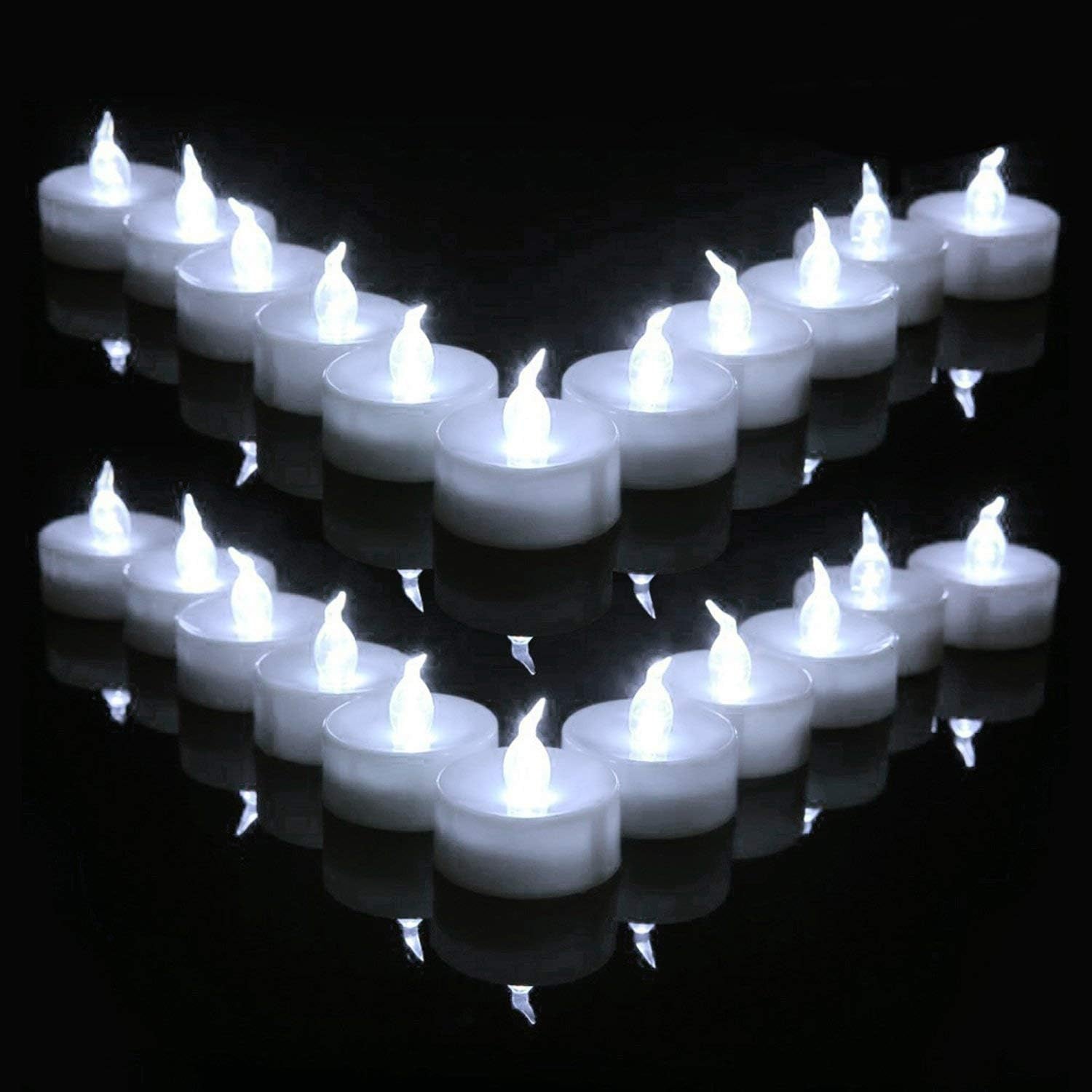 Led Tealights,24 Pack Flameless Candles Lights Realistic Flickering Battery Operated Led Tea Lights Candles for Christmas,Wedding, Birthday, Halloween Gifts Home Decoration in Cool White