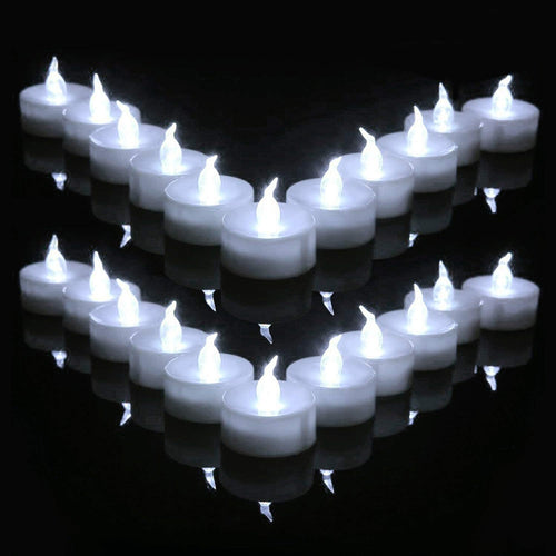 Led Tealights,24 Pack Flameless Candles Lights Realistic Flickering Battery Operated Led Tea Lights Candles for Christmas,Wedding, Birthday, Halloween Gifts Home Decoration in Cool White